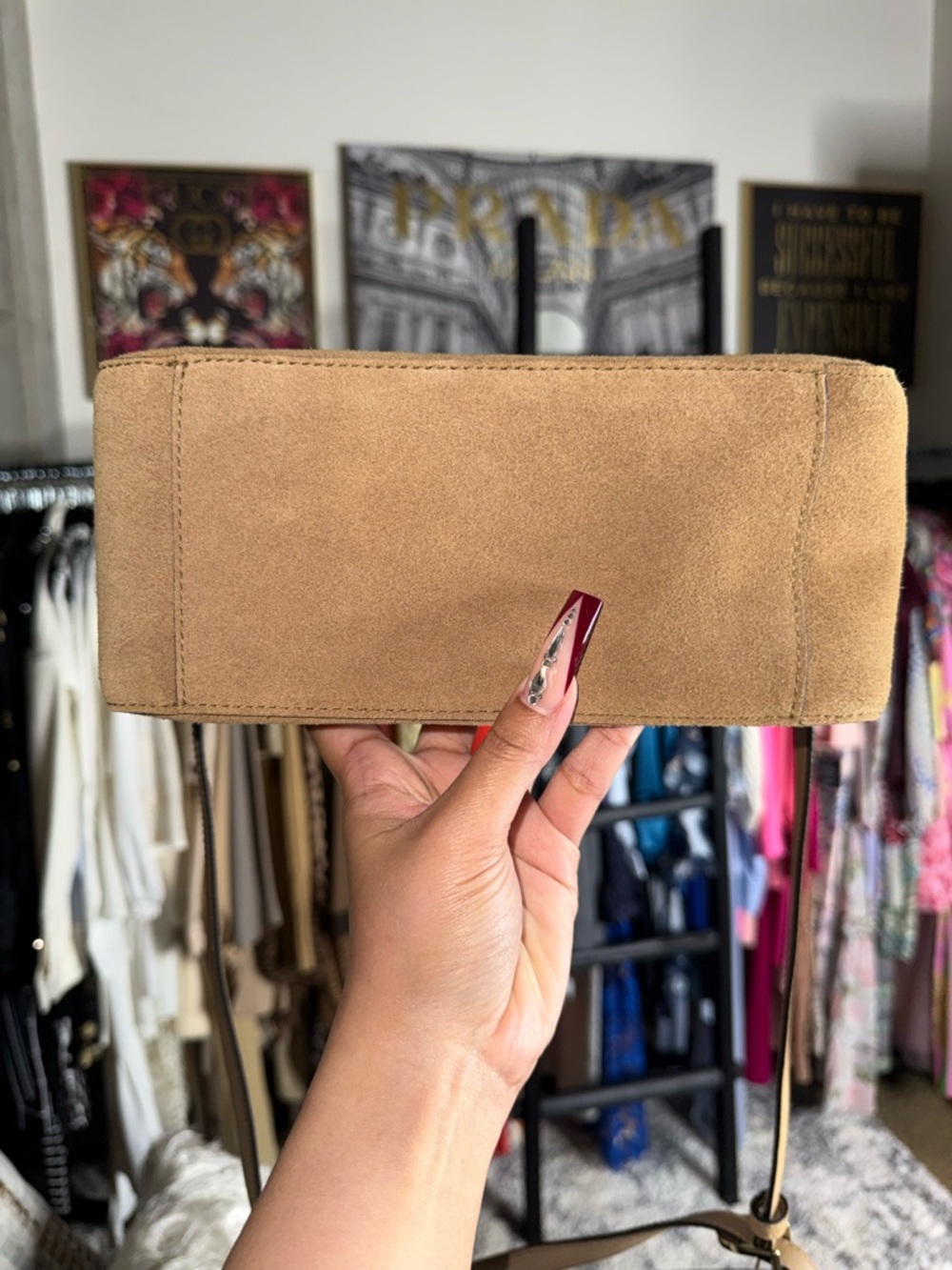 Madewell Mini Crossbody Bag Desert Suede Leather Belted Satchel - Picture 9 of 11